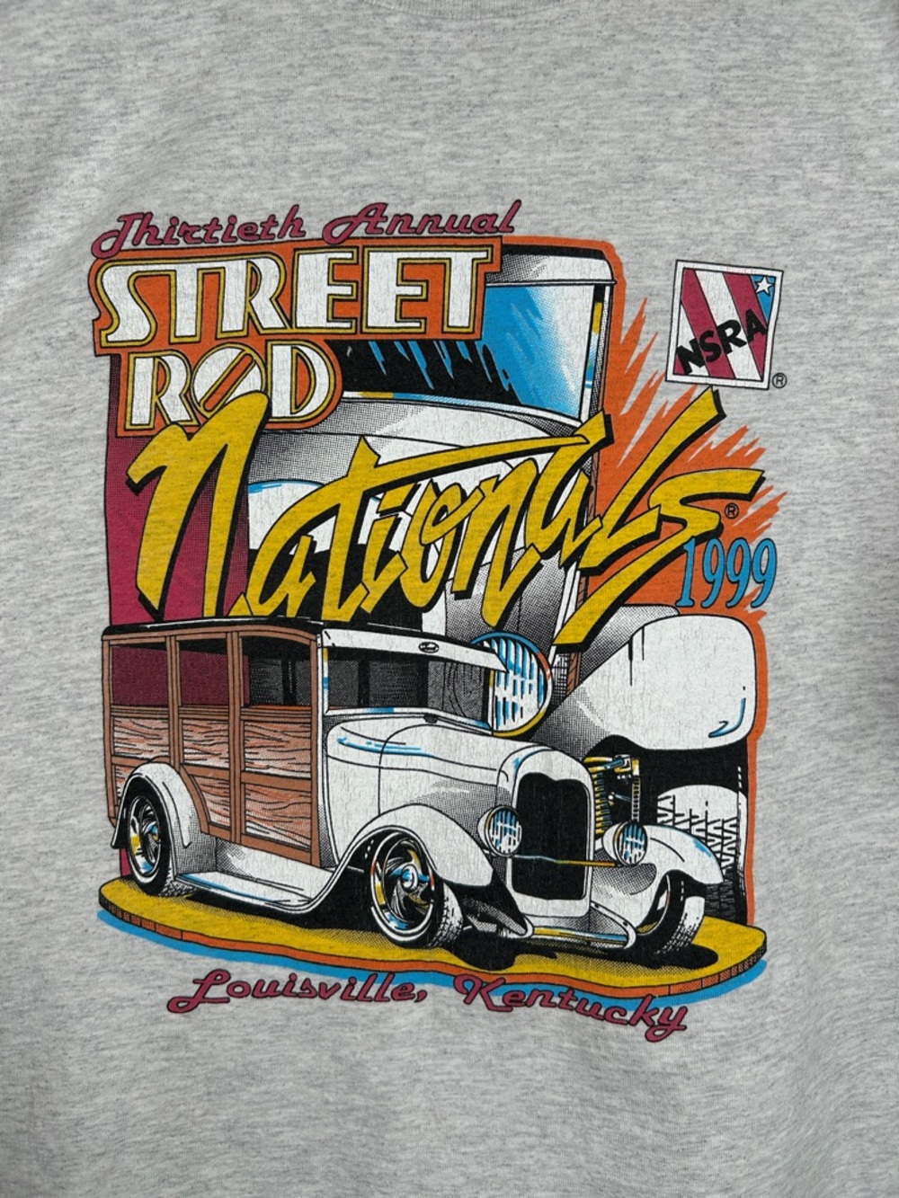 National Street Rod 1999 Louisville Tee XXL Grey Graphic Vintage Style